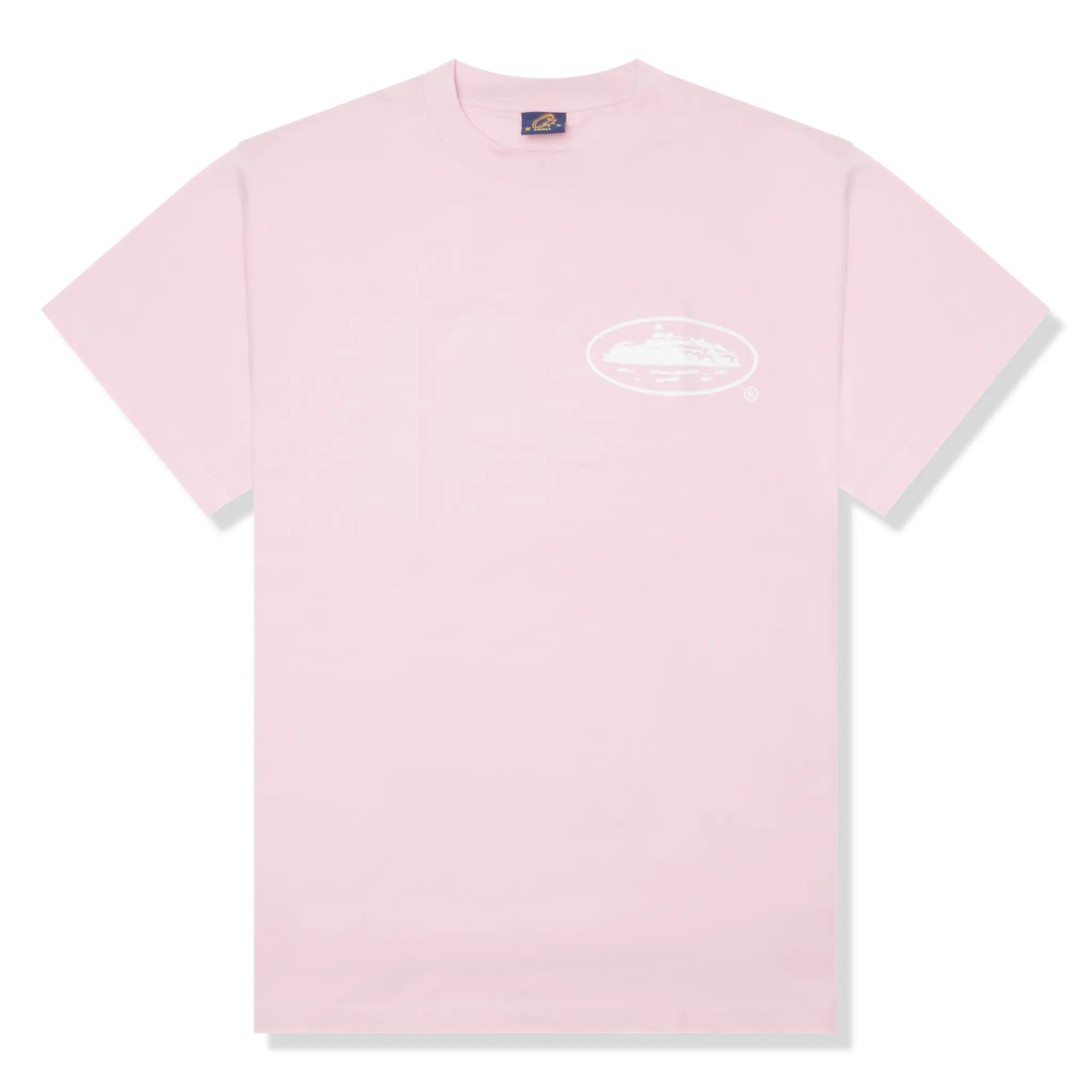 Front View of Corteiz OG Island Baby Pink T Shirt 1SS2504COITBP BABY